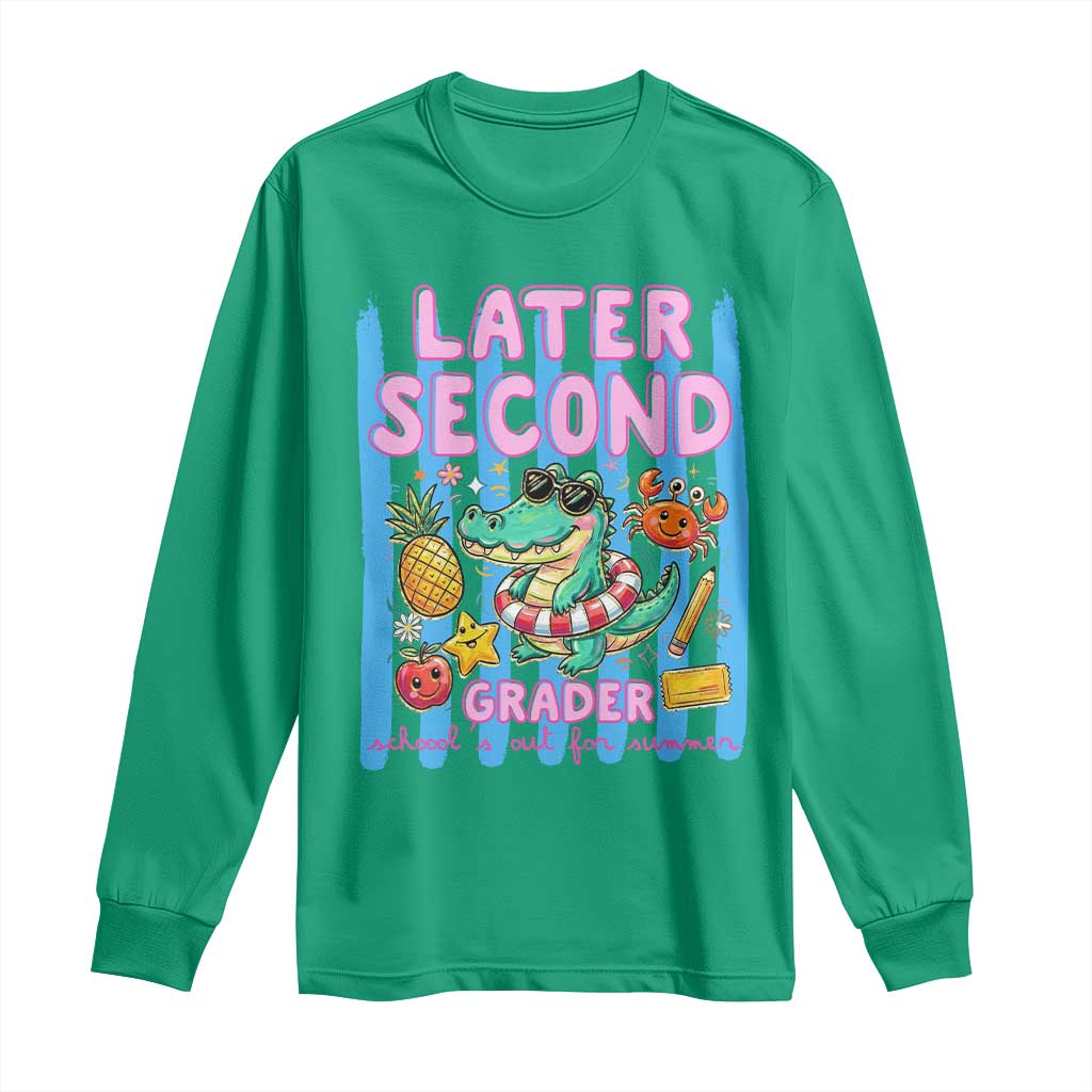 Later Second Grader School's Out For Summer Long Sleeve Shirt Last Day Of School Later Gator Alligator