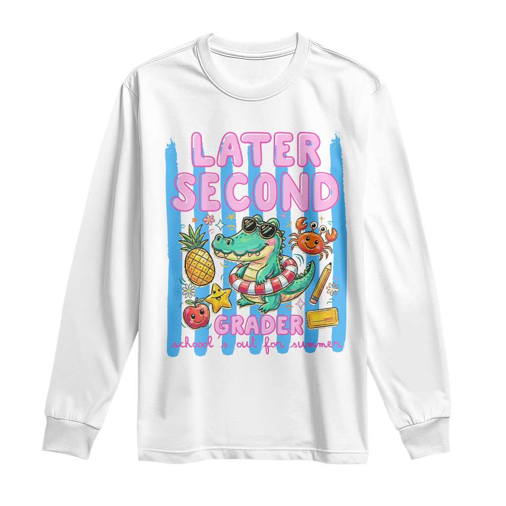 Later Second Grader School's Out For Summer Long Sleeve Shirt Last Day Of School Later Gator Alligator