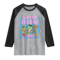 Later Second Grader School's Out For Summer Raglan Shirt Last Day Of School Later Gator Alligator