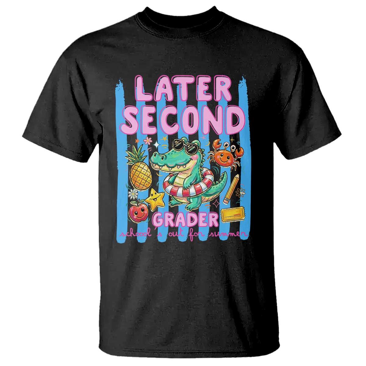 Later Second Grader School's Out For Summer T Shirt Last Day Of School Later Gator Alligator