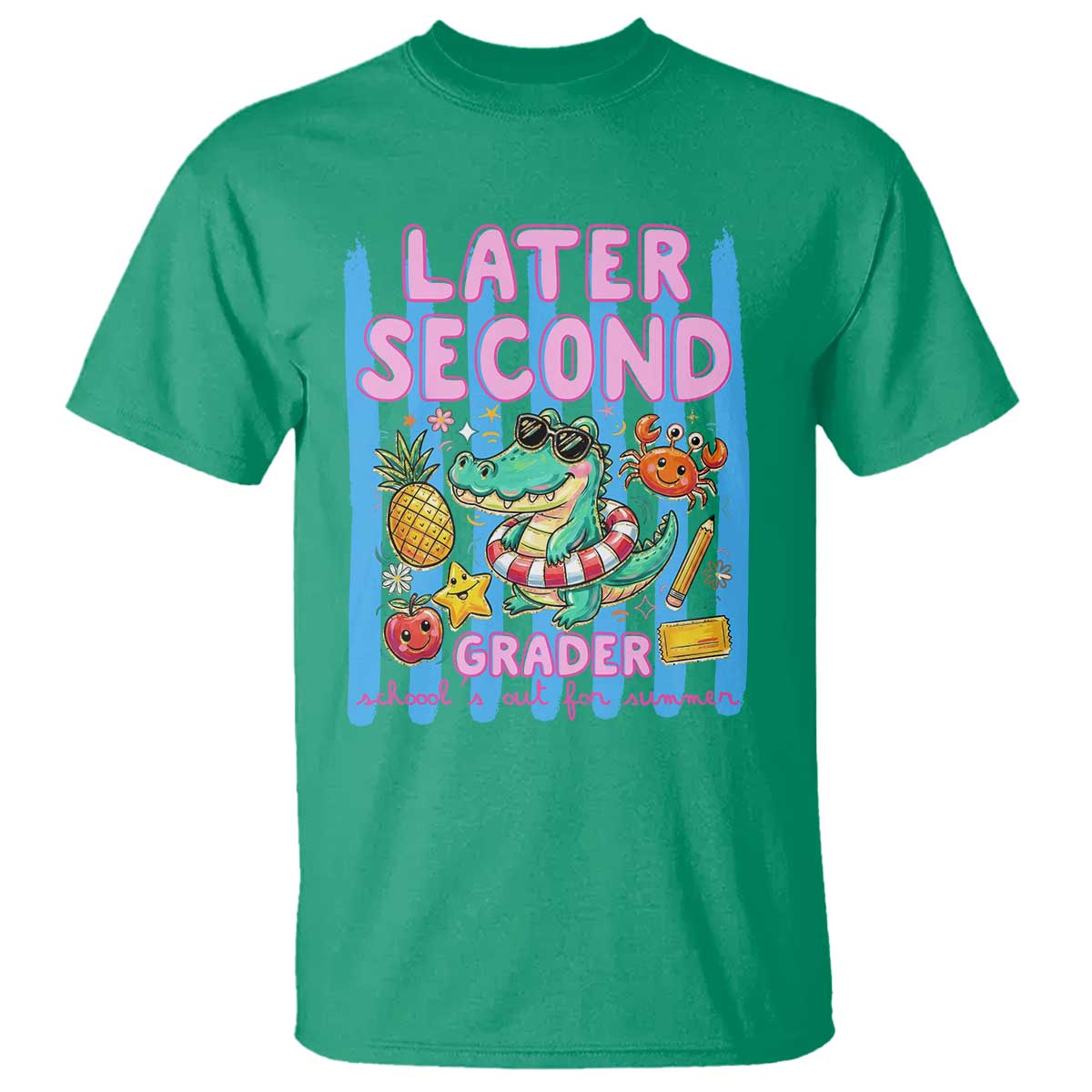 Later Second Grader School's Out For Summer T Shirt Last Day Of School Later Gator Alligator