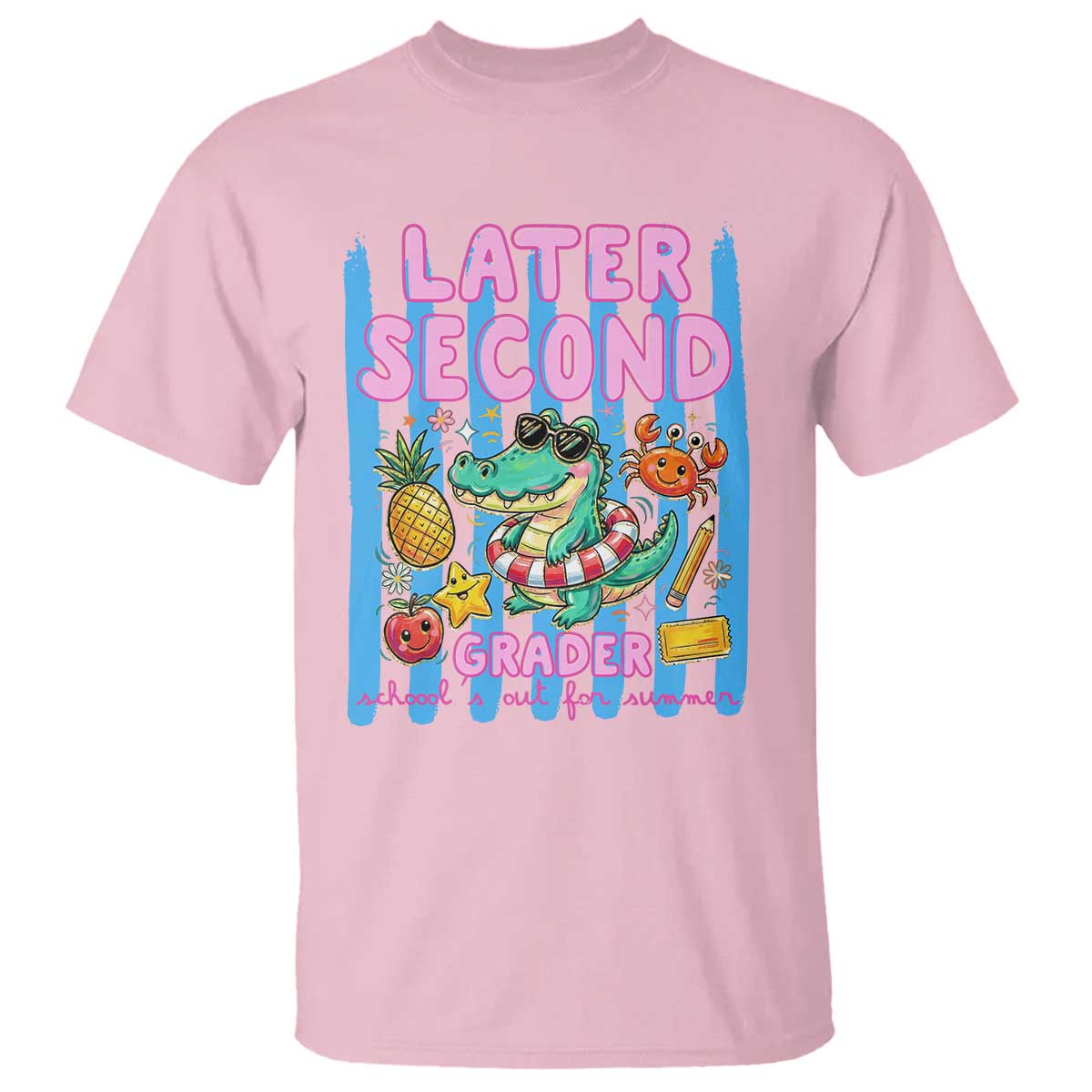 Later Second Grader School's Out For Summer T Shirt Last Day Of School Later Gator Alligator