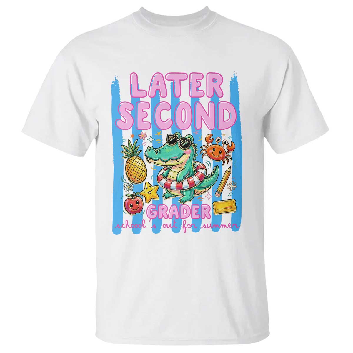 Later Second Grader School's Out For Summer T Shirt Last Day Of School Later Gator Alligator