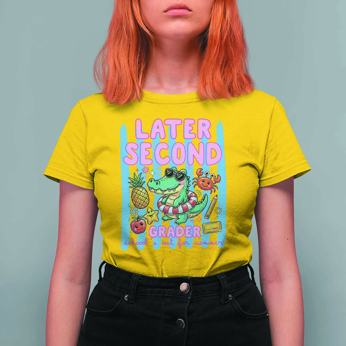 Later Second Grader School's Out For Summer T Shirt For Women Last Day Of School Later Gator Alligator