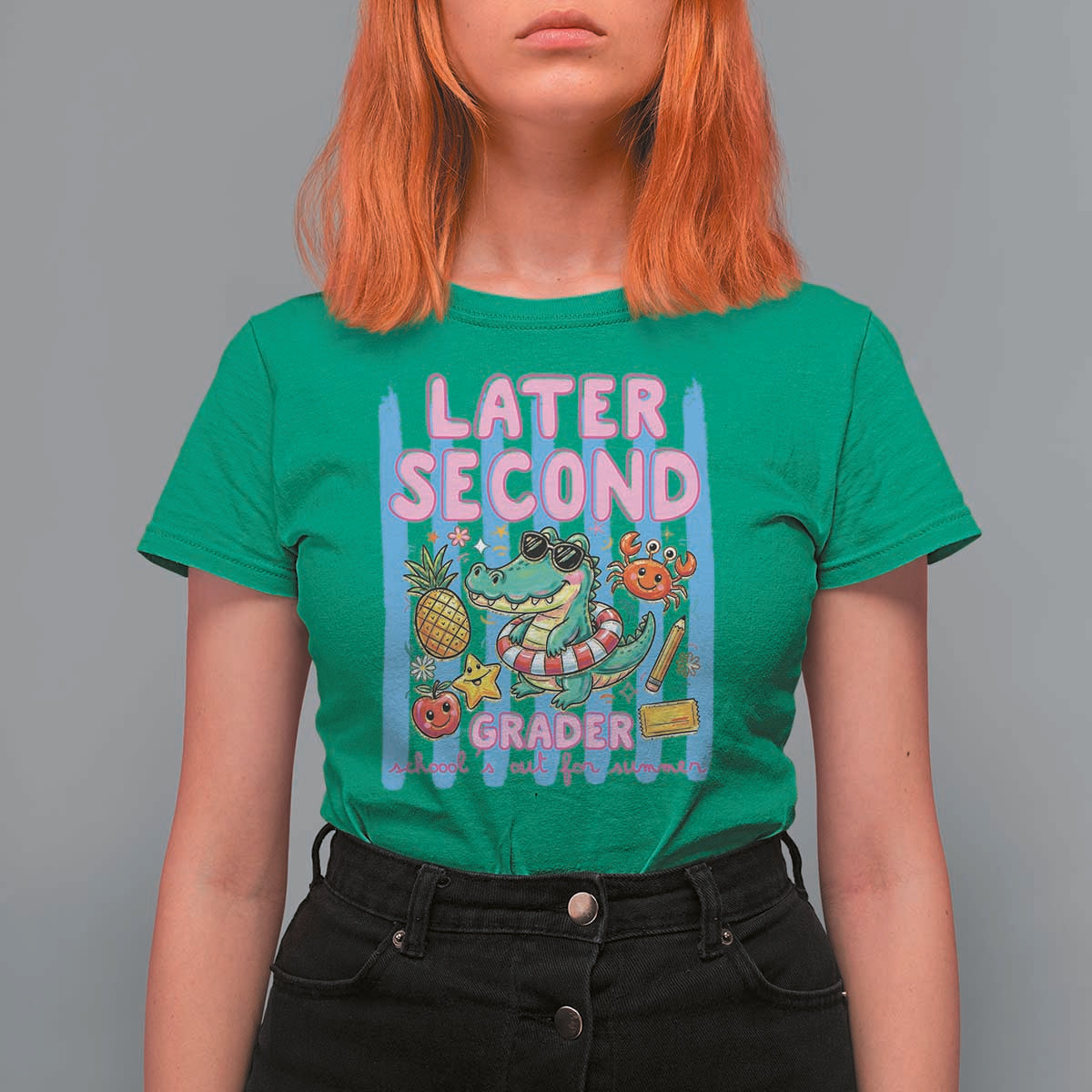 Later Second Grader School's Out For Summer T Shirt For Women Last Day Of School Later Gator Alligator