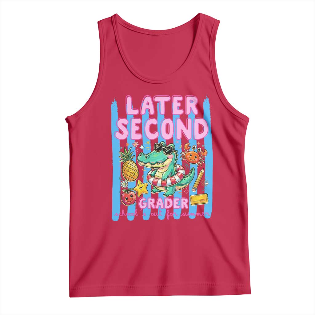 Later Second Grader School's Out For Summer Tank Top Last Day Of School Later Gator Alligator