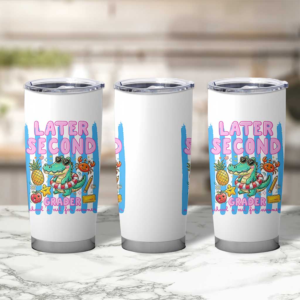 Later Second Grader School's Out For Summer Tumbler Cup Last Day Of School Later Gator Alligator