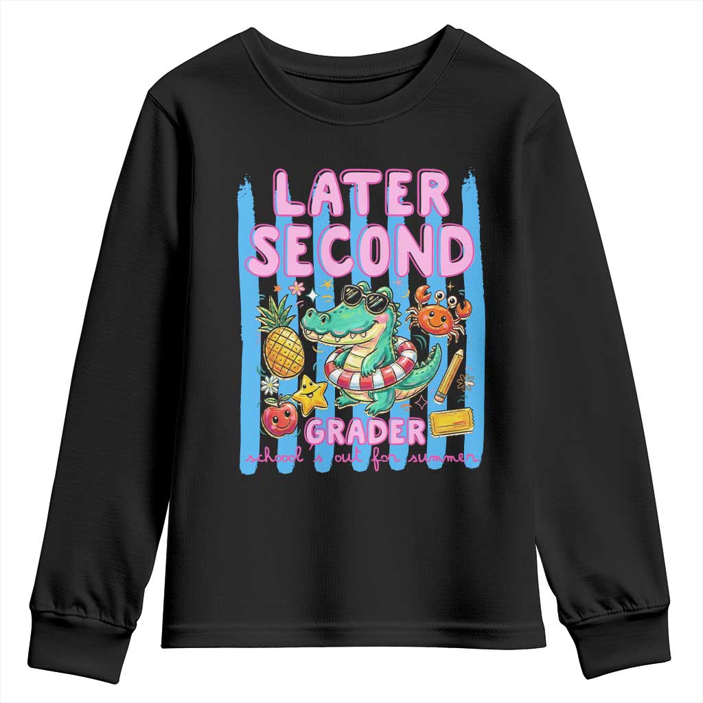 Later Second Grader School's Out For Summer Youth Sweatshirt Last Day Of School Later Gator Alligator