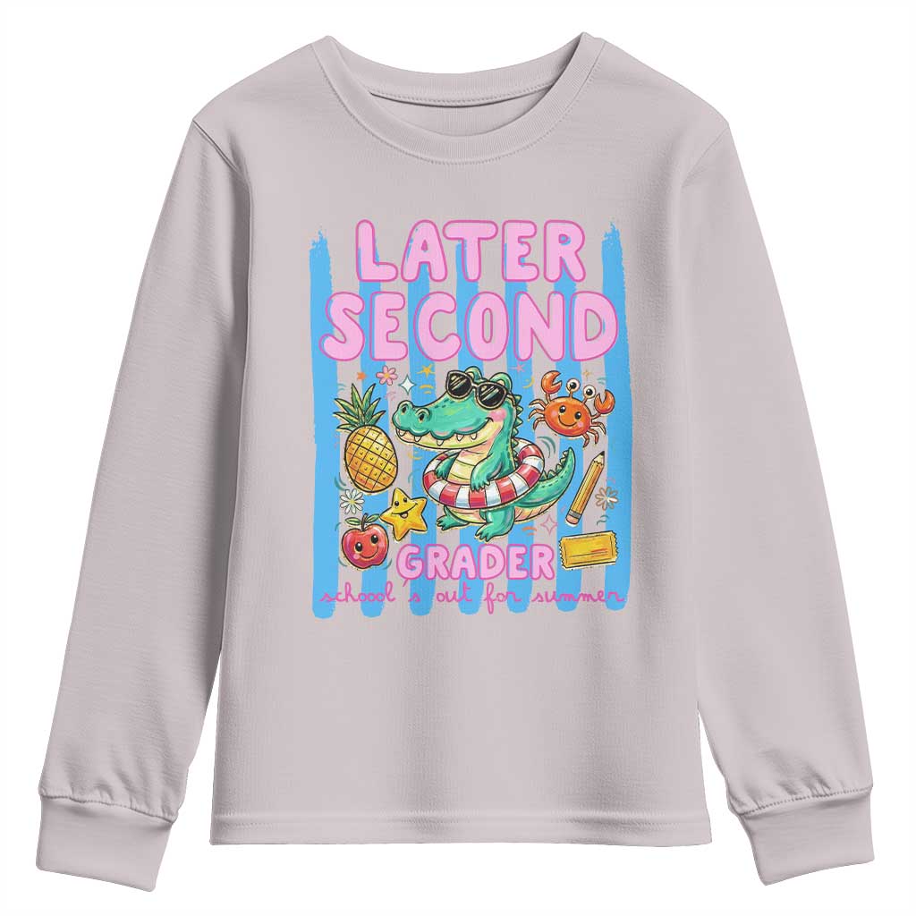 Later Second Grader School's Out For Summer Youth Sweatshirt Last Day Of School Later Gator Alligator