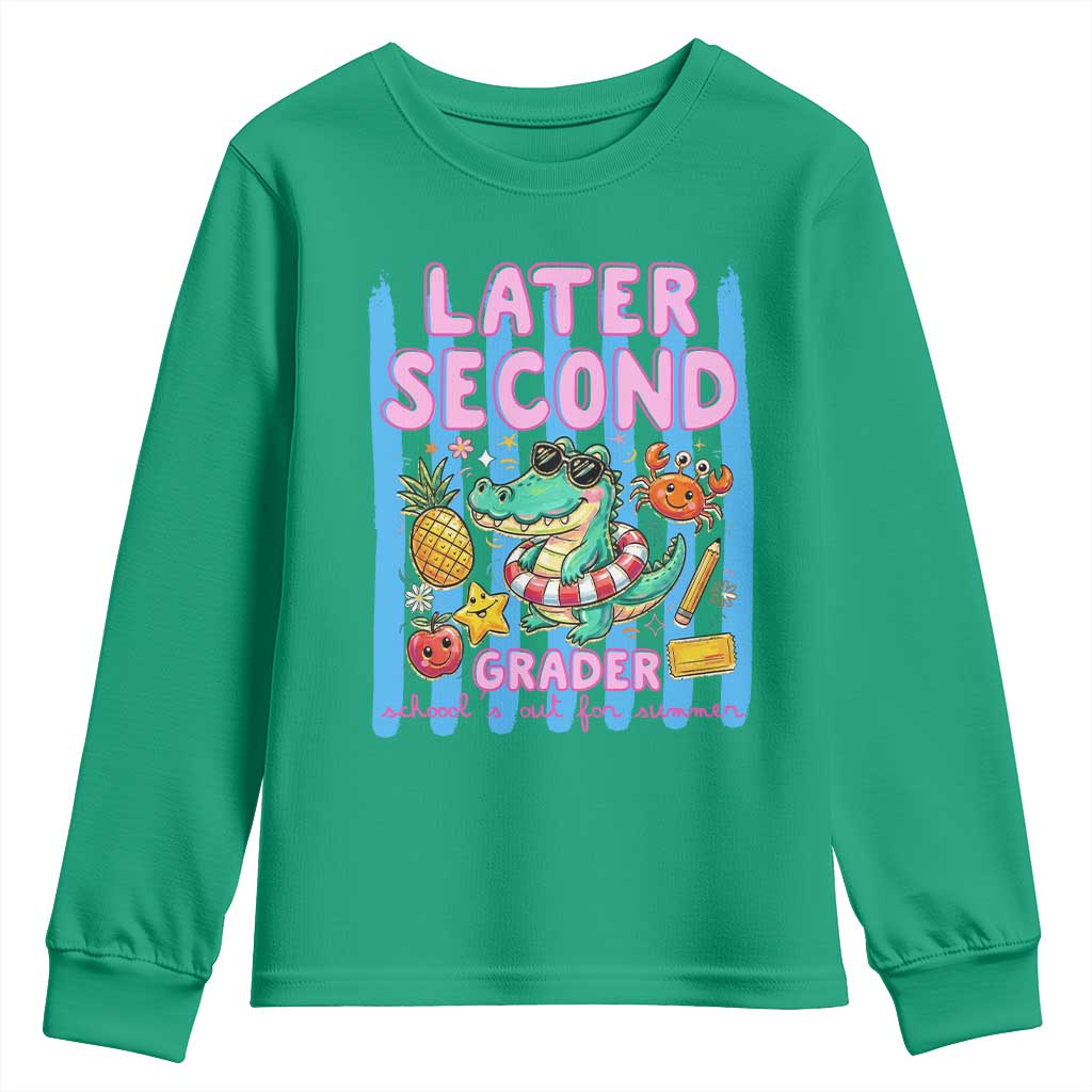 Later Second Grader School's Out For Summer Youth Sweatshirt Last Day Of School Later Gator Alligator