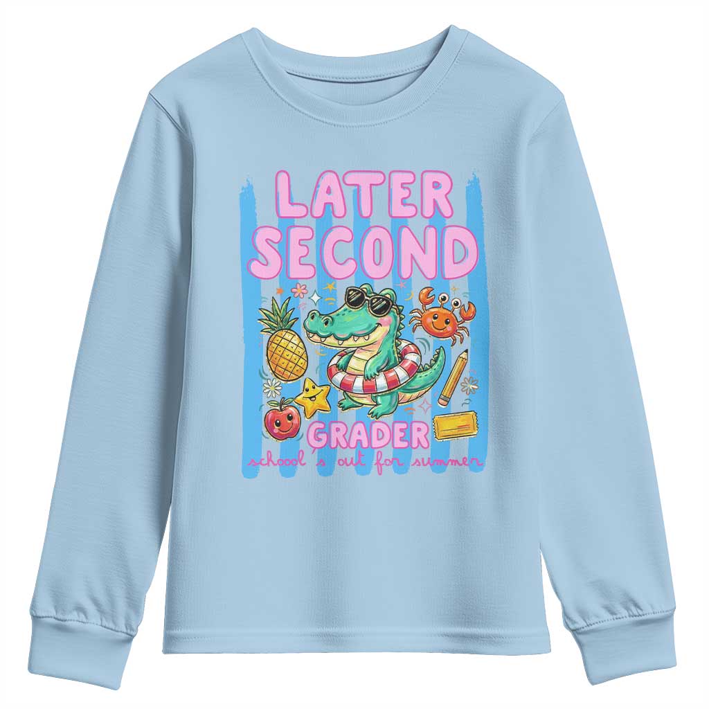 Later Second Grader School's Out For Summer Youth Sweatshirt Last Day Of School Later Gator Alligator