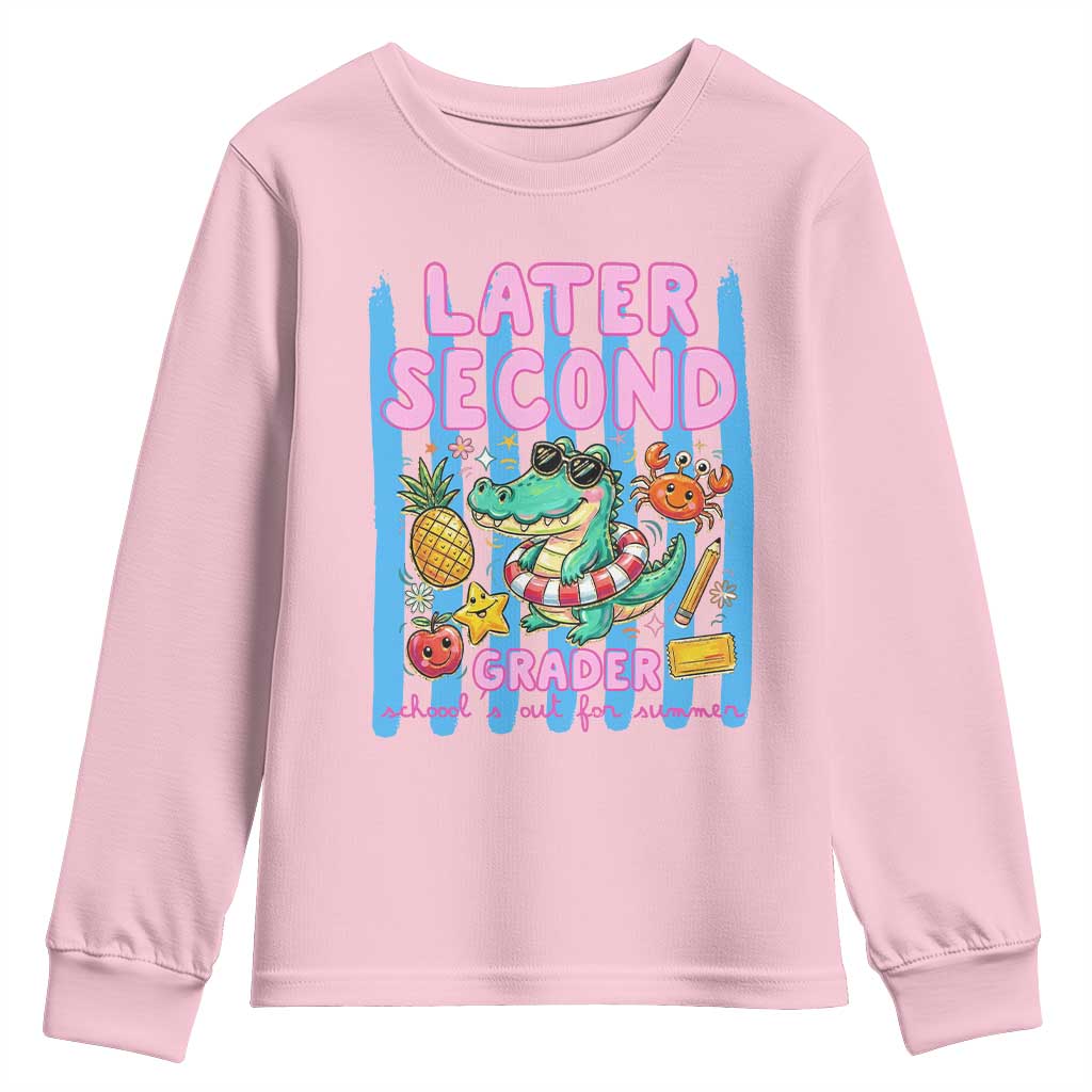 Later Second Grader School's Out For Summer Youth Sweatshirt Last Day Of School Later Gator Alligator