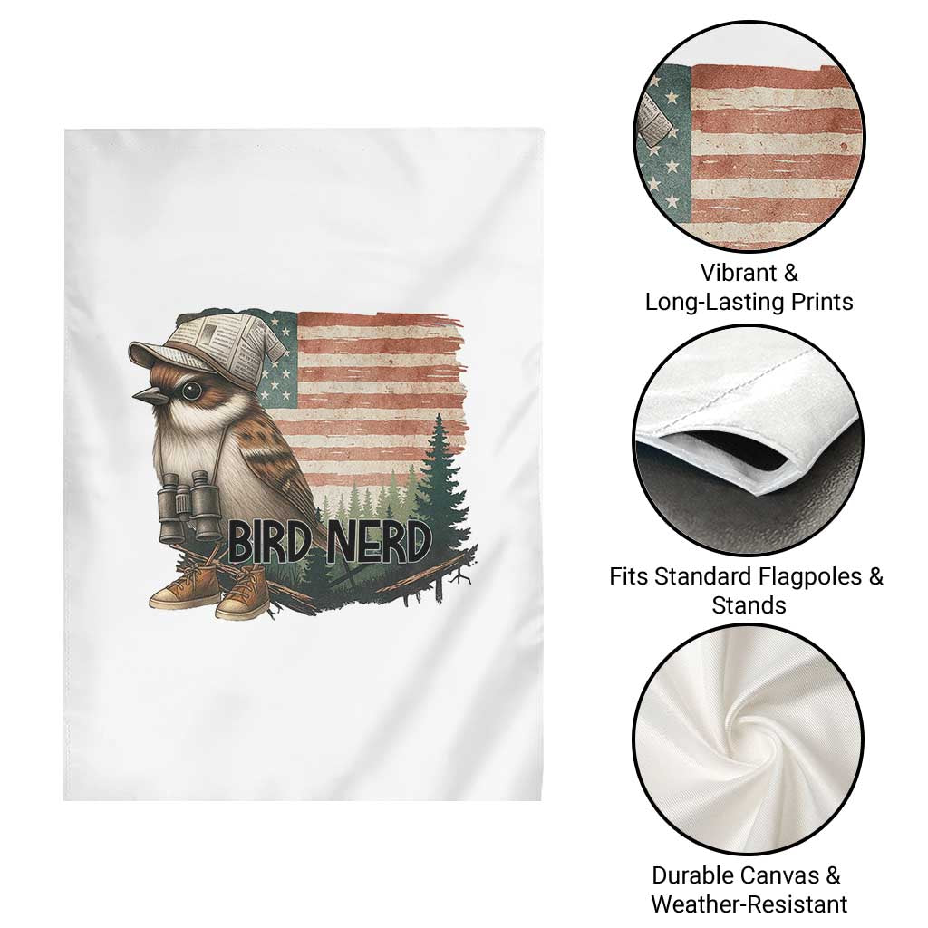 Bird Nerd Garden Flag Funny Bird Watching Patriotic American Flag - Wonder Print Shop