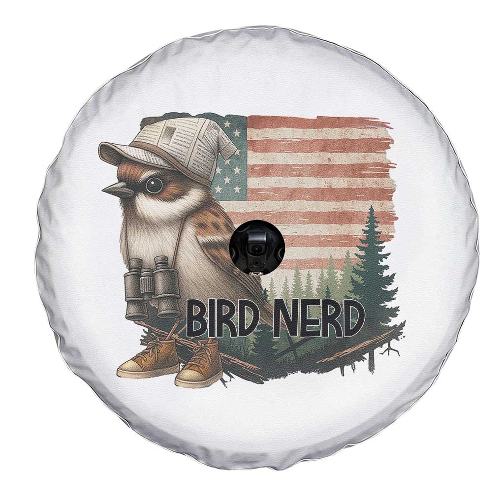 Bird Nerd Spare Tire Cover Funny Bird Watching Patriotic American Flag - Wonder Print Shop