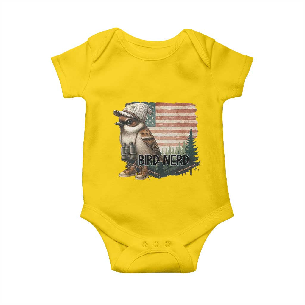 Bird Nerd Baby Onesie Funny Bird Watching Patriotic American Flag - Wonder Print Shop