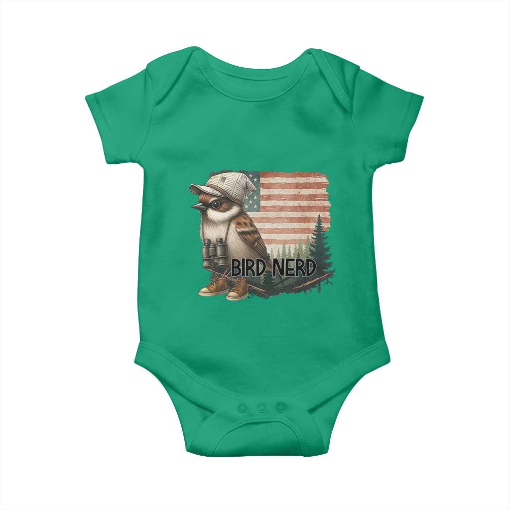 Bird Nerd Baby Onesie Funny Bird Watching Patriotic American Flag - Wonder Print Shop