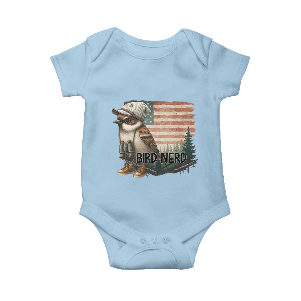 Bird Nerd Baby Onesie Funny Bird Watching Patriotic American Flag - Wonder Print Shop