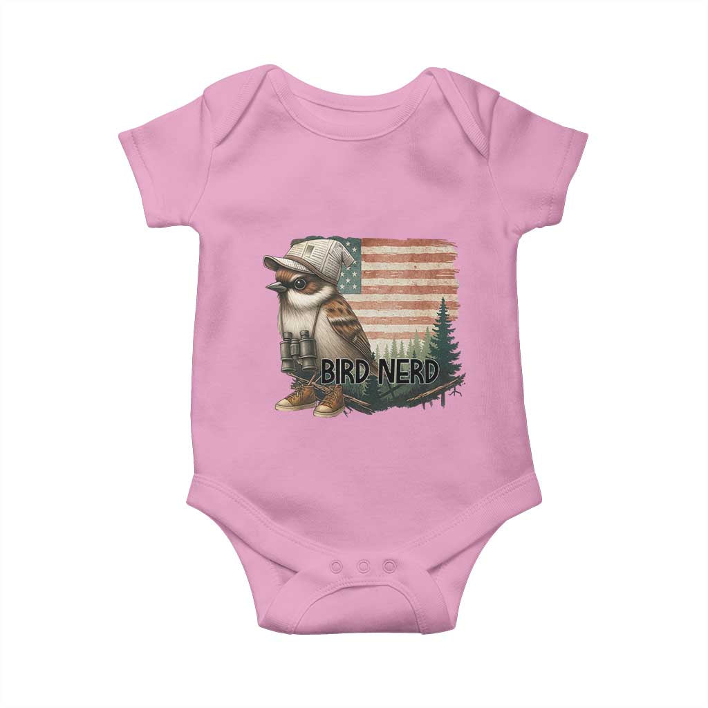 Bird Nerd Baby Onesie Funny Bird Watching Patriotic American Flag - Wonder Print Shop