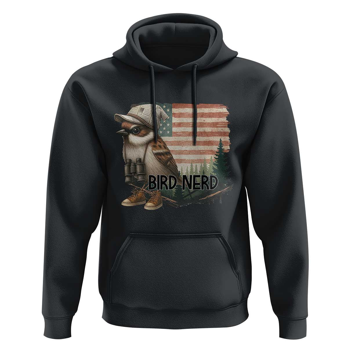Bird Nerd Hoodie Funny Bird Watching Patriotic American Flag - Wonder Print Shop