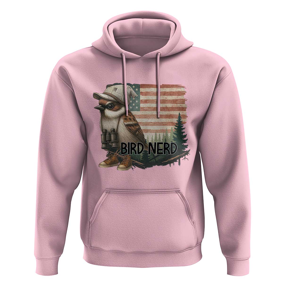 Bird Nerd Hoodie Funny Bird Watching Patriotic American Flag - Wonder Print Shop