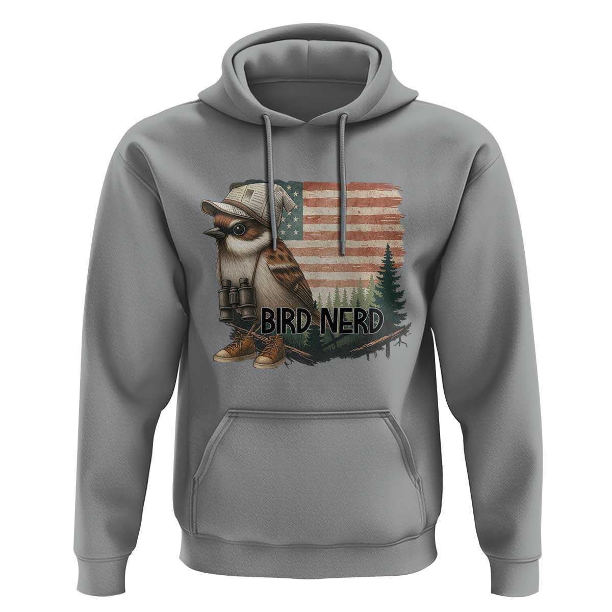 Bird Nerd Hoodie Funny Bird Watching Patriotic American Flag - Wonder Print Shop
