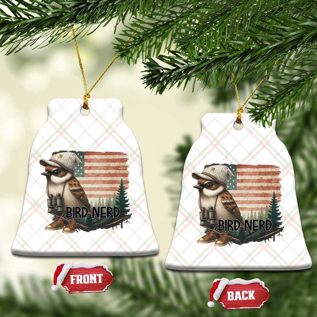 Bird Nerd Ceramic Ornament Funny Bird Watching Patriotic American Flag - Wonder Print Shop