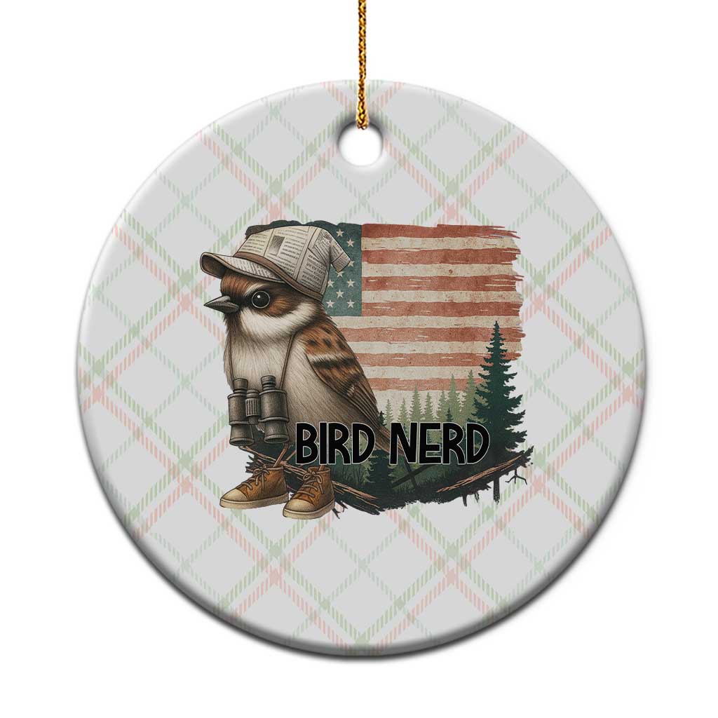 Bird Nerd Ceramic Ornament Funny Bird Watching Patriotic American Flag - Wonder Print Shop
