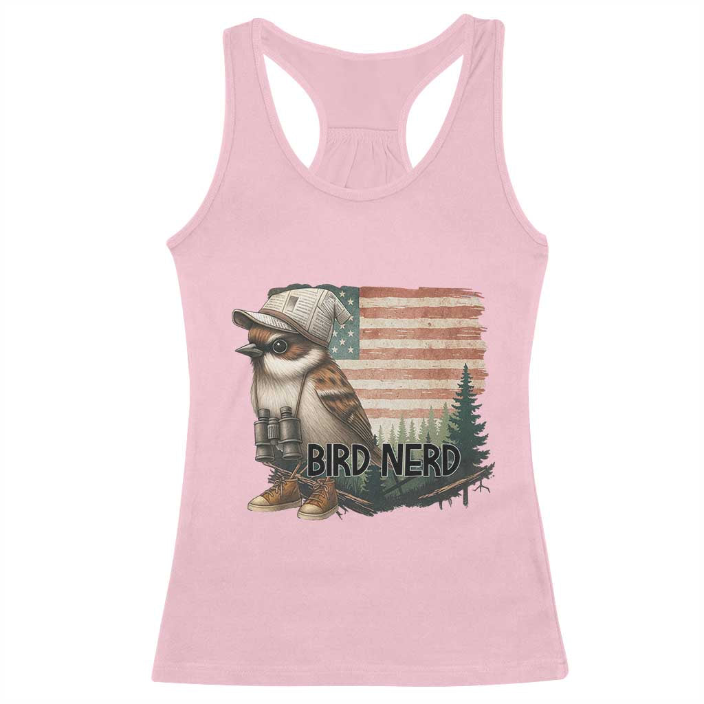 Bird Nerd Racerback Tank Top Funny Bird Watching Patriotic American Flag - Wonder Print Shop
