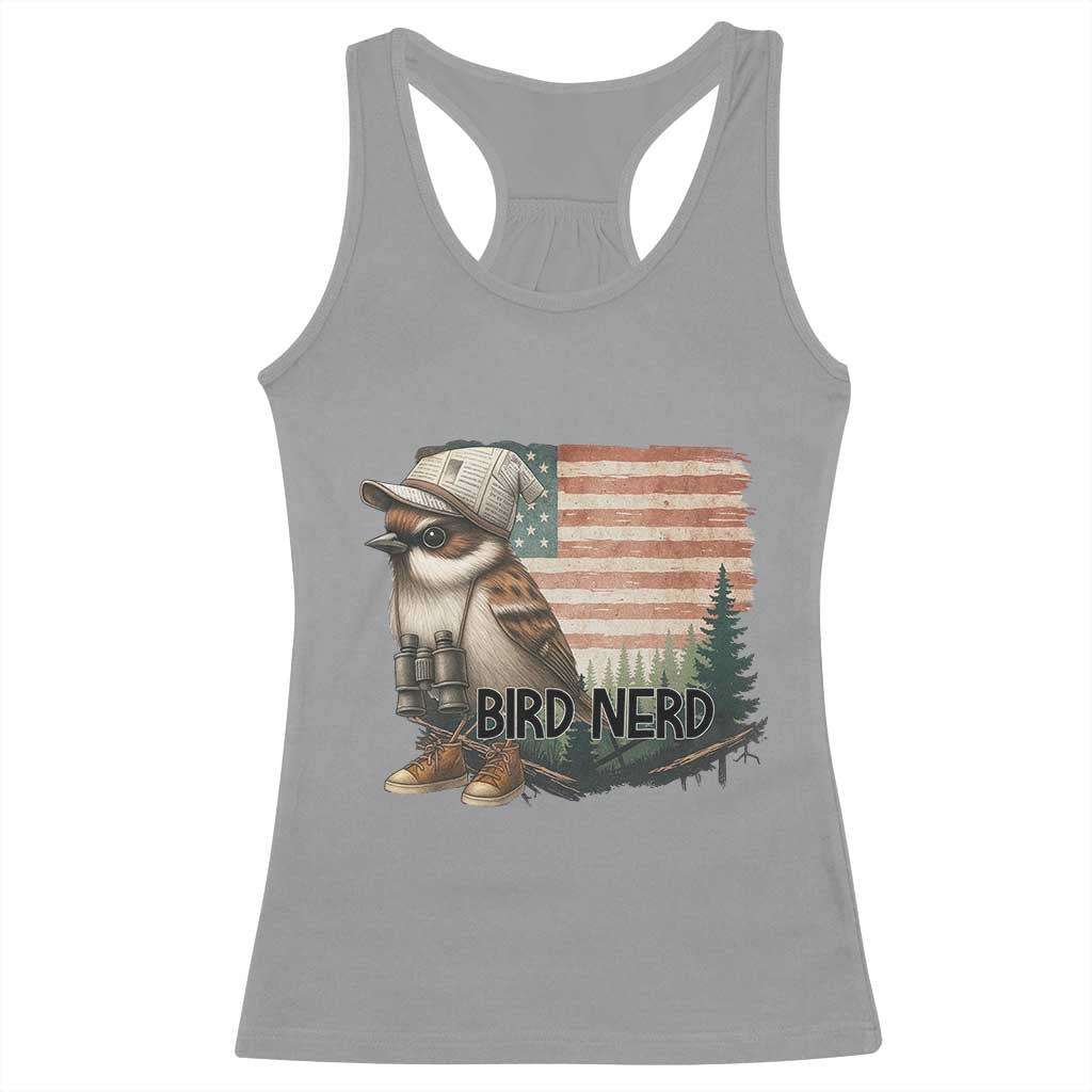 Bird Nerd Racerback Tank Top Funny Bird Watching Patriotic American Flag - Wonder Print Shop