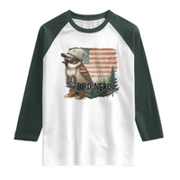 Bird Nerd Raglan Shirt Funny Bird Watching Patriotic American Flag - Wonder Print Shop