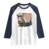 Bird Nerd Raglan Shirt Funny Bird Watching Patriotic American Flag - Wonder Print Shop