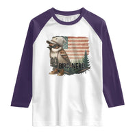 Bird Nerd Raglan Shirt Funny Bird Watching Patriotic American Flag - Wonder Print Shop