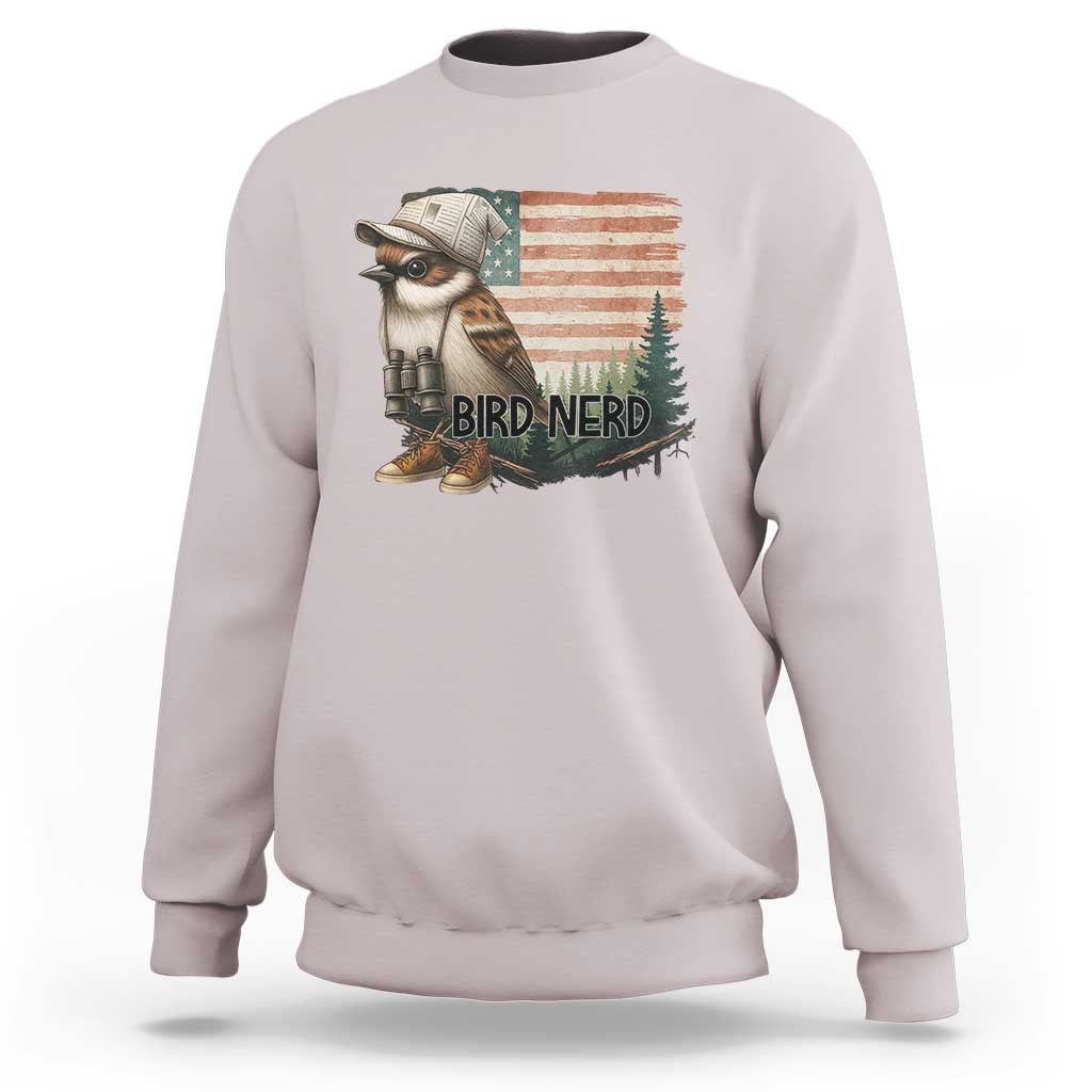 Bird Nerd Sweatshirt Funny Bird Watching Patriotic American Flag - Wonder Print Shop