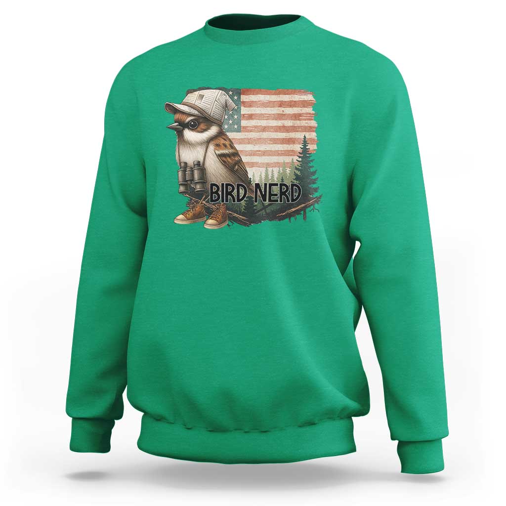 Bird Nerd Sweatshirt Funny Bird Watching Patriotic American Flag - Wonder Print Shop