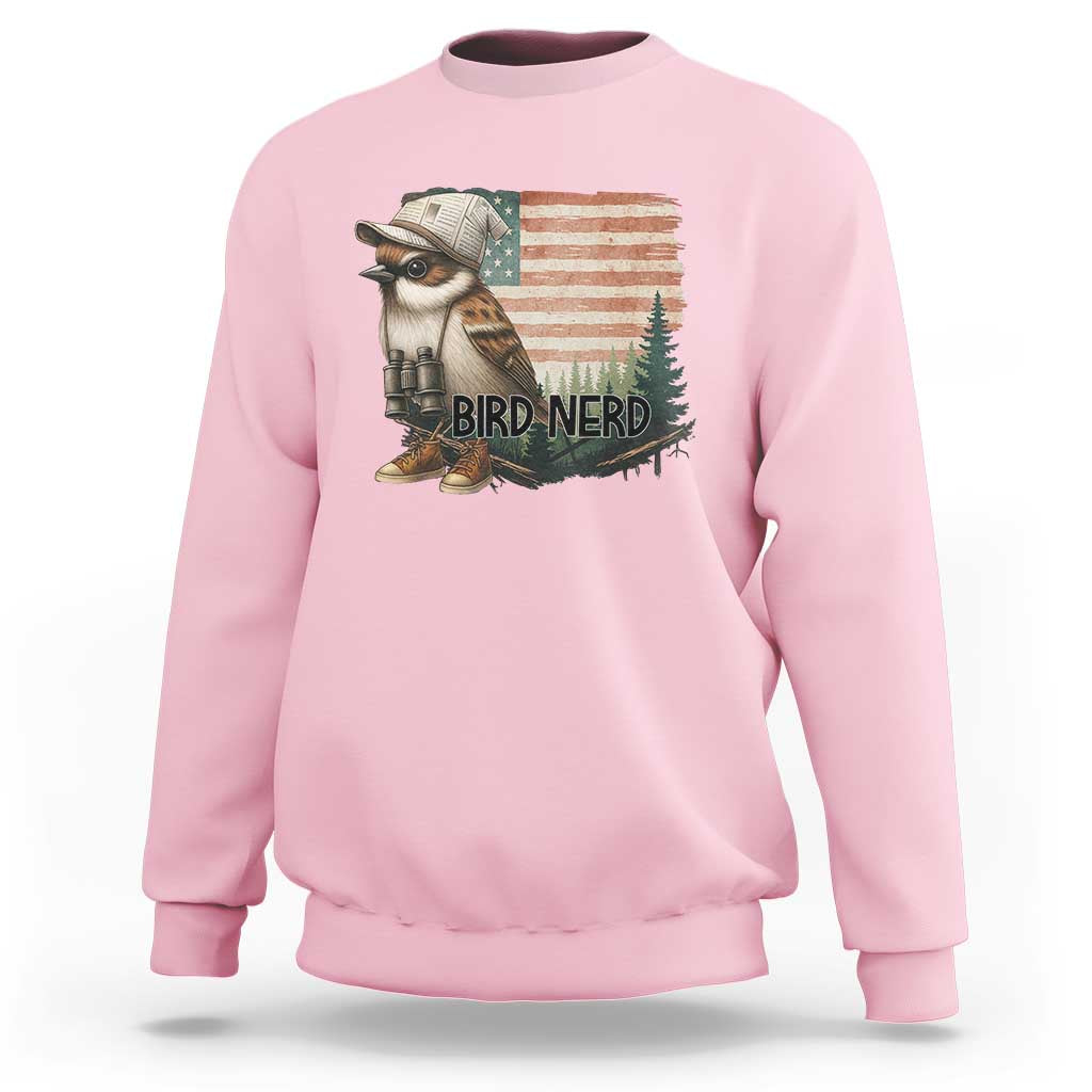 Bird Nerd Sweatshirt Funny Bird Watching Patriotic American Flag - Wonder Print Shop