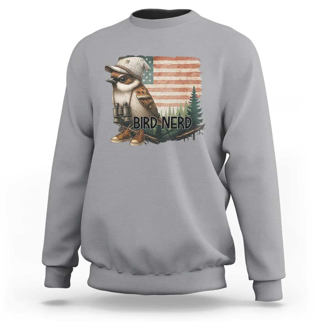Bird Nerd Sweatshirt Funny Bird Watching Patriotic American Flag - Wonder Print Shop