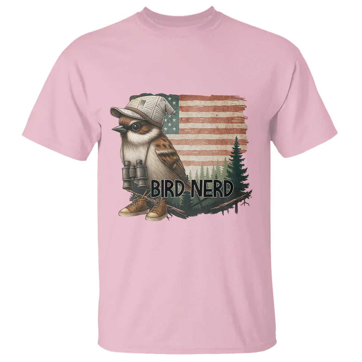 Bird Nerd T Shirt Funny Bird Watching Patriotic American Flag - Wonder Print Shop
