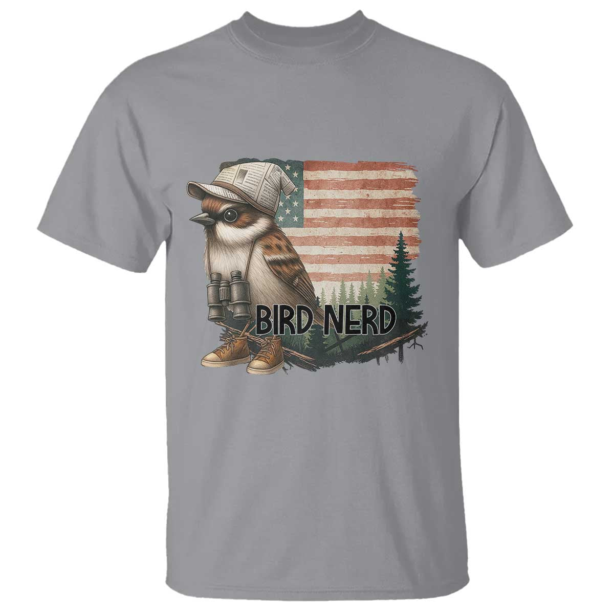 Bird Nerd T Shirt Funny Bird Watching Patriotic American Flag - Wonder Print Shop