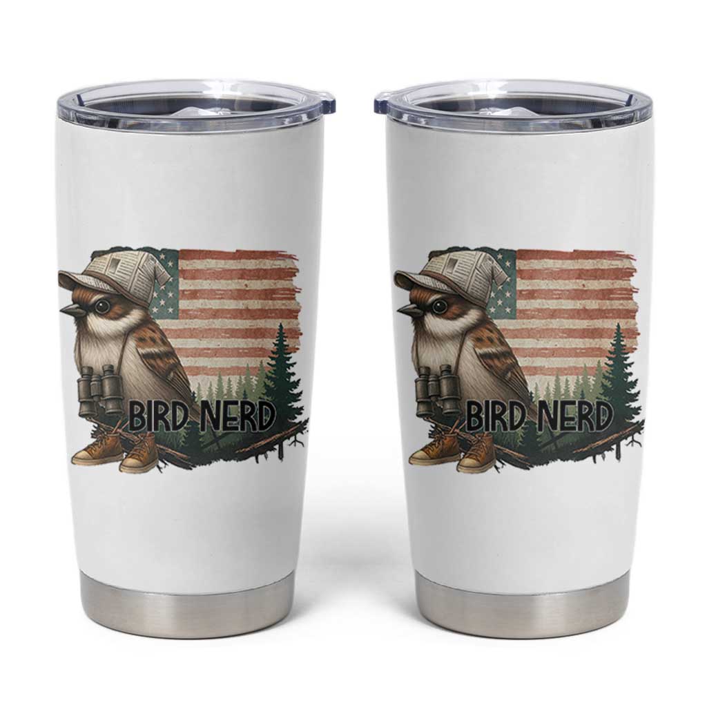 Bird Nerd Tumbler Cup Funny Bird Watching Patriotic American Flag - Wonder Print Shop