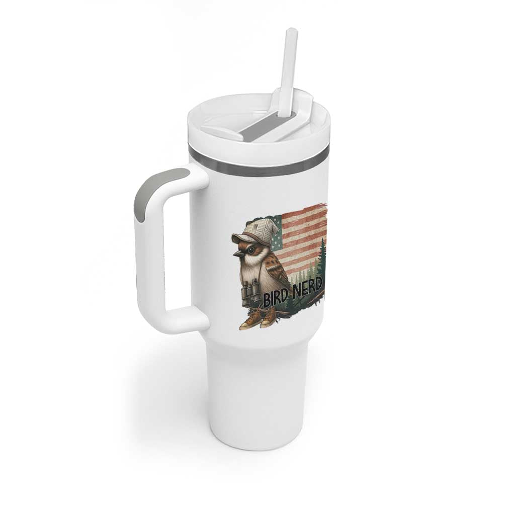 Bird Nerd Tumbler With Handle Funny Bird Watching Patriotic American Flag - Wonder Print Shop
