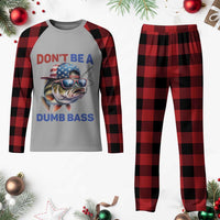 Dont Be A Dumb Bass Plaid Pajama Set Funny Patriotic Bass Fishing USA Flag Lover - Wonder Print Shop