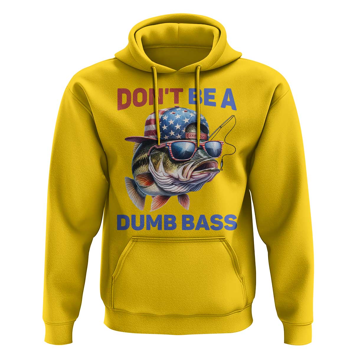 Dont Be A Dumb Bass Hoodie Funny Patriotic Bass Fishing USA Flag Lover - Wonder Print Shop