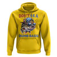 Dont Be A Dumb Bass Hoodie Funny Patriotic Bass Fishing USA Flag Lover - Wonder Print Shop