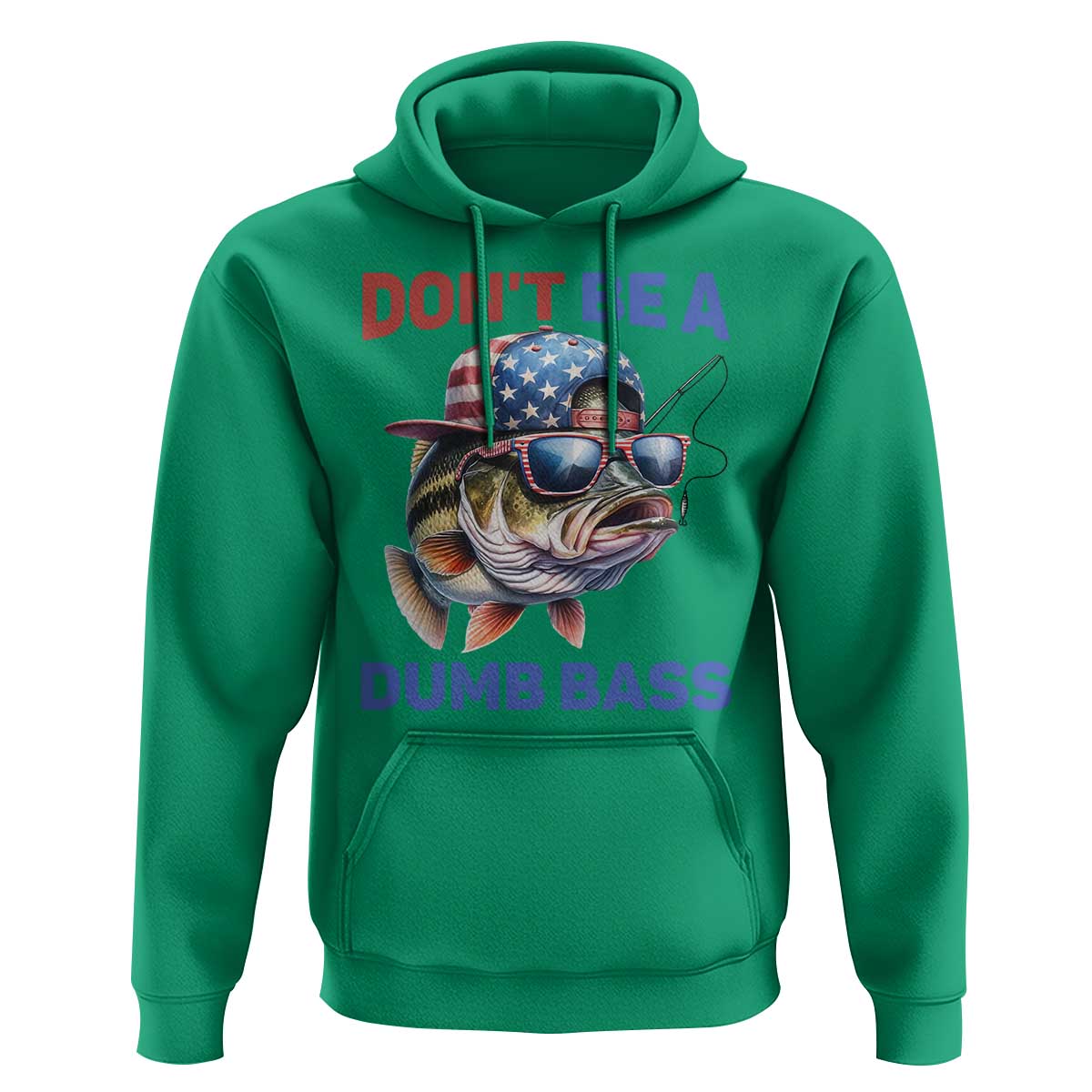 Dont Be A Dumb Bass Hoodie Funny Patriotic Bass Fishing USA Flag Lover - Wonder Print Shop