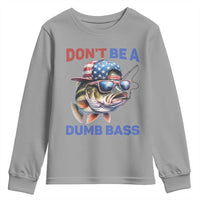 Dont Be A Dumb Bass Youth Sweatshirt Funny Patriotic Bass Fishing USA Flag Lover - Wonder Print Shop