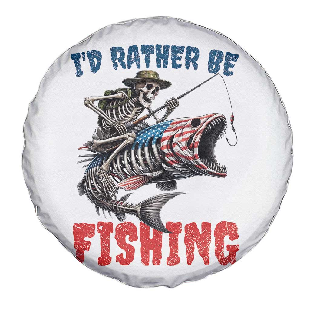 Funny Skeleton Fish Spare Tire Cover Id Rather Be Fishing Bass Fisherman Halloween - Wonder Print Shop
