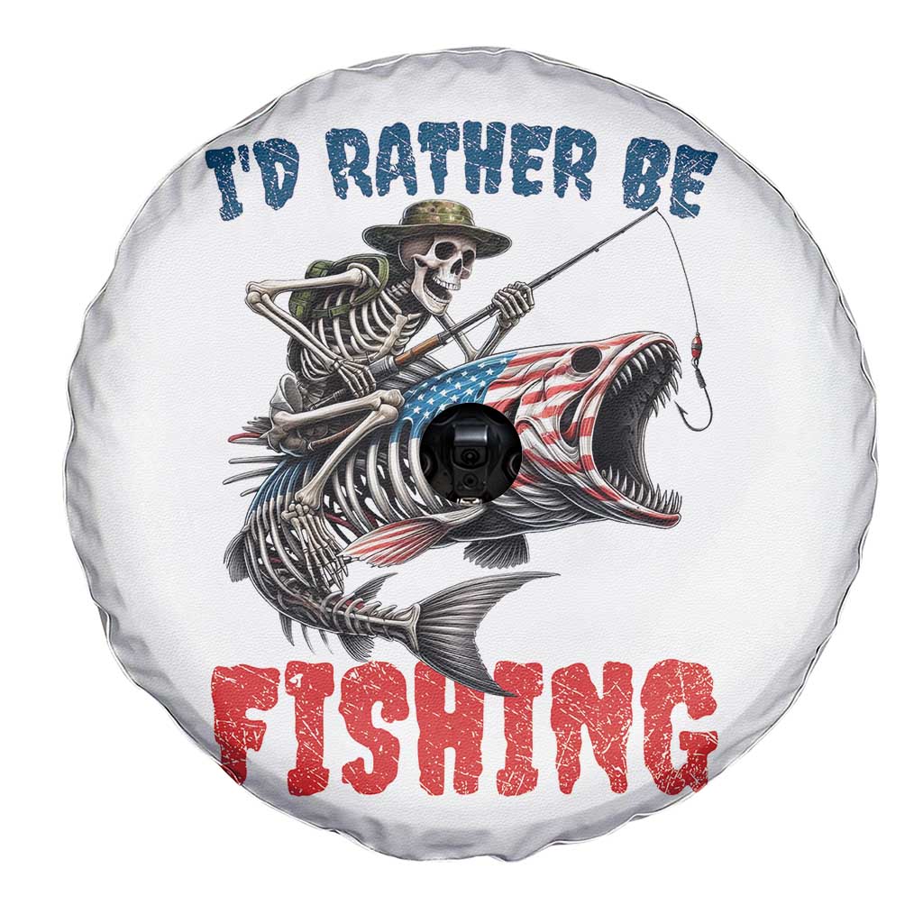 Funny Skeleton Fish Spare Tire Cover Id Rather Be Fishing Bass Fisherman Halloween - Wonder Print Shop
