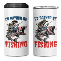 Funny Skeleton Fish 4 in 1 Can Cooler Tumbler Id Rather Be Fishing Bass Fisherman Halloween