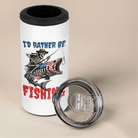 Funny Skeleton Fish 4 in 1 Can Cooler Tumbler Id Rather Be Fishing Bass Fisherman Halloween
