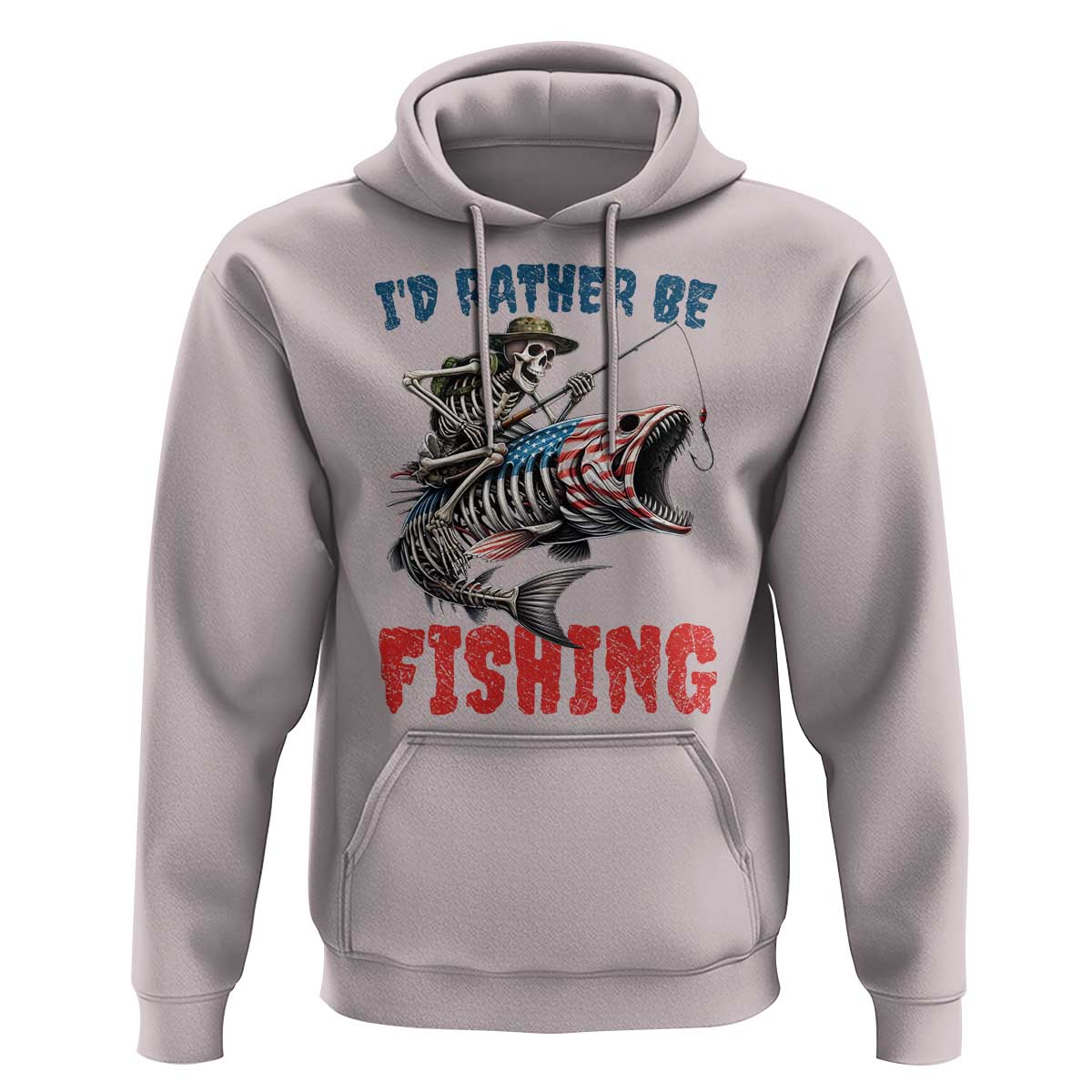 Funny Skeleton Fish Hoodie Id Rather Be Fishing Bass Fisherman Halloween - Wonder Print Shop